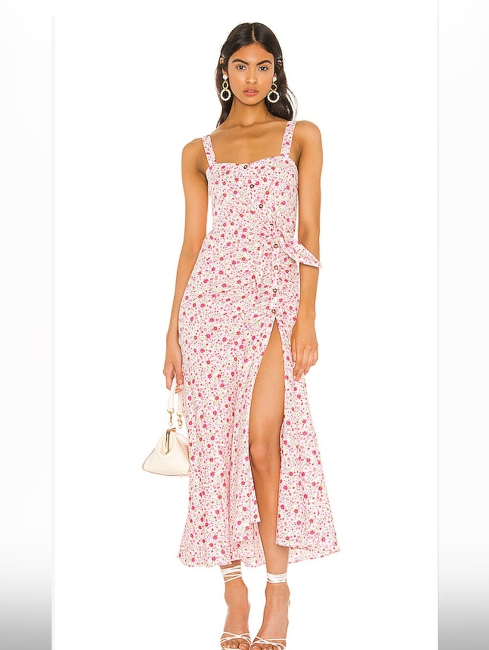 Likely Pink Floral Square-Neck Maxi Dress with Side Slit Size 0